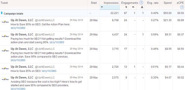 Twitter Ad Campaign Results