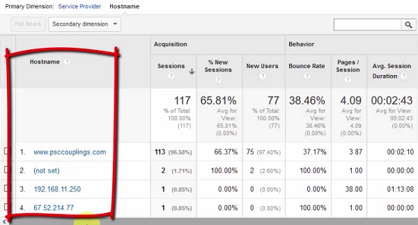 hostnames view - with ghost visits