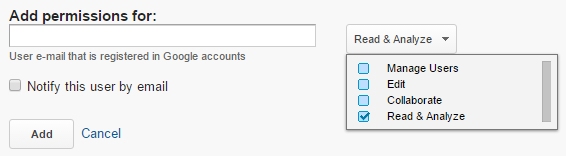 Analytics User Email and Permissions