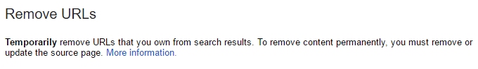 Google Webmaster Tools - Remove URLs note