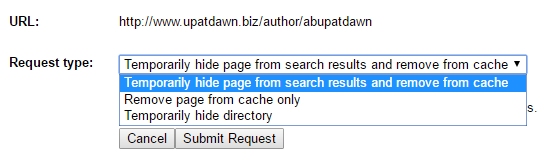 Google Webmaster Tools - Removal Request Type